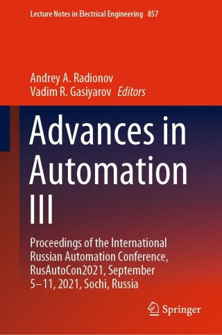 Cover image: Advances in Automation III 9783030942014