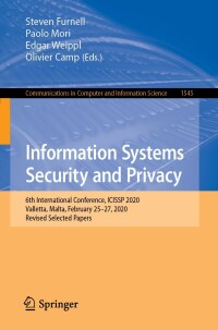 Cover image: Information Systems Security and Privacy 9783030948993