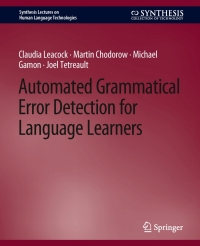 Cover image: Automated Grammatical Error Detection for Language Learners 9783031010095