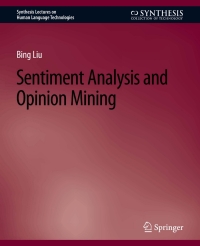 Cover image: Sentiment Analysis and Opinion Mining 9783031010170