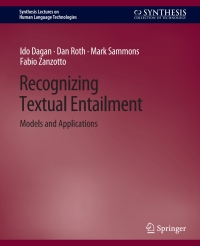 Omslagafbeelding: Recognizing Textual Entailment 9783031010231