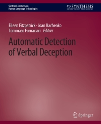 Cover image: Automatic Detection of Verbal Deception 9783031010309