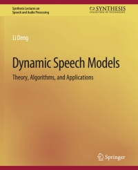Cover image: Dynamic Speech Models 9783031014277