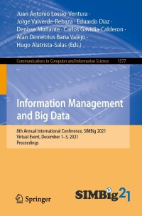 Cover image: Information Management and Big Data 9783031044465
