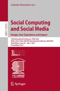 Cover image: Social Computing and Social Media: Design, User Experience and Impact 9783031050602