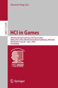 Imagen de portada: HCI in Games 9783031056369