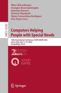 Cover image: Computers Helping People with Special Needs 9783031086441