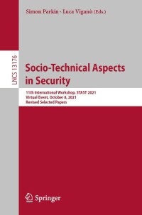 Imagen de portada: Socio-Technical Aspects in Security 9783031101823