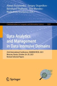 Cover image: Data Analytics and Management in Data Intensive Domains 9783031122842