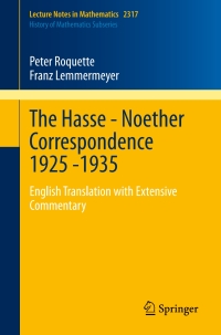 Cover image: The Hasse - Noether Correspondence 1925 -1935 9783031128790