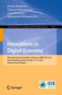 Cover image: Innovations in Digital Economy 9783031149849