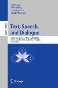 Cover image: Text, Speech, and Dialogue 9783031162695