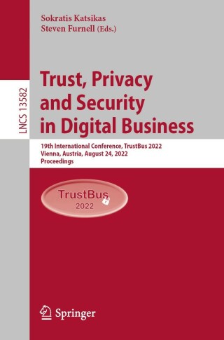 Omslagafbeelding: Trust, Privacy and Security in Digital Business 9783031179259