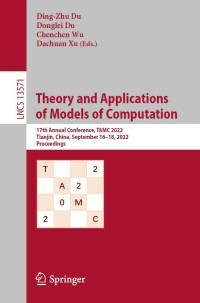 Immagine di copertina: Theory and Applications of Models of Computation 9783031203497