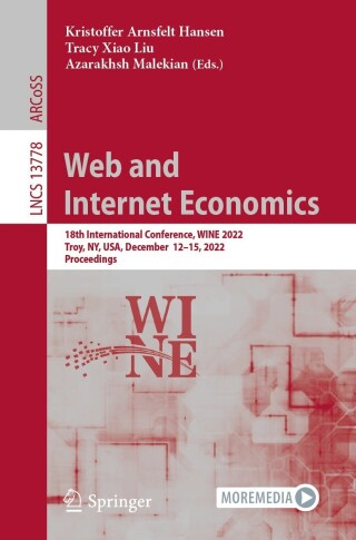 Titelbild: Web and Internet Economics 9783031228315