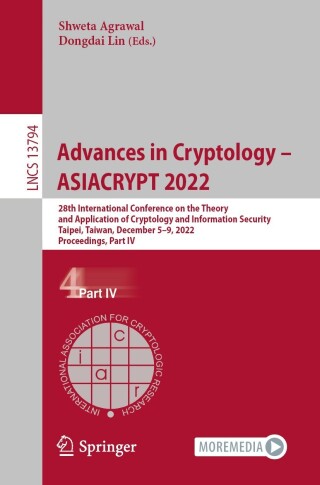 Imagen de portada: Advances in Cryptology – ASIACRYPT 2022 9783031229718