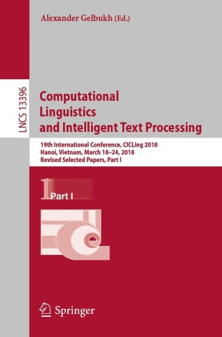 Cover image: Computational Linguistics and Intelligent Text Processing 9783031237928