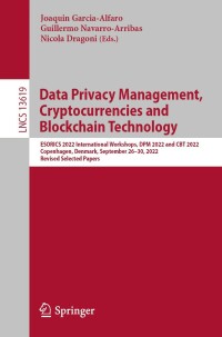 Imagen de portada: Data Privacy Management, Cryptocurrencies and Blockchain Technology 9783031257339