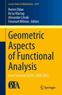 Imagen de portada: Geometric Aspects of Functional Analysis 9783031262999