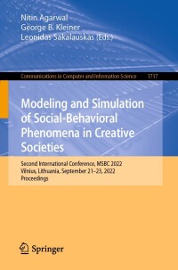 Cover image: Modeling and Simulation of Social-Behavioral Phenomena in Creative Societies 9783031337277