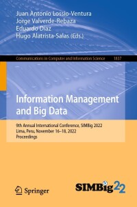 Cover image: Information Management and Big Data 9783031354441