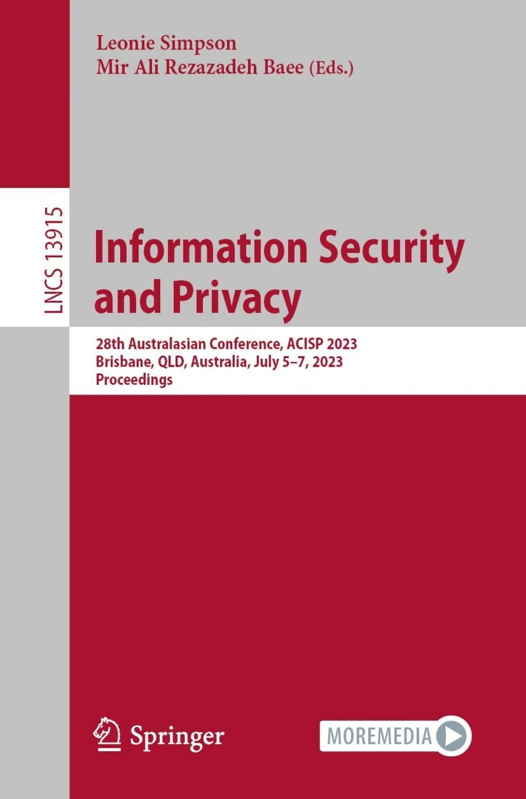 Information Security and Privacy 28th Australasian Conference, ACISP 2023, Brisbane, QLD, Australia, July 5–7, 2023, Proceedings