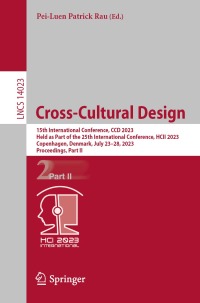 Imagen de portada: Cross-Cultural Design 9783031359385