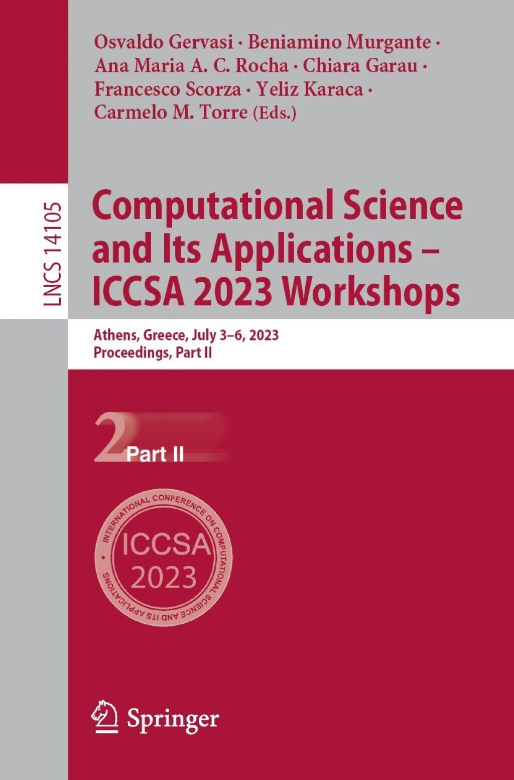 Computational Science and Its Applications – ICCSA 2023 Workshops Athens, Greece, July 3–6, 2023, Proceedings, Part II