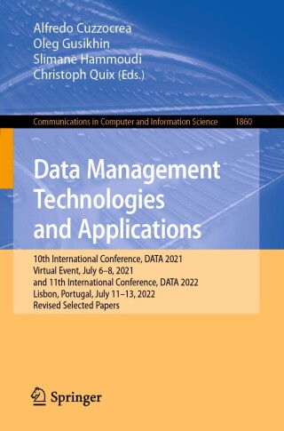 Cover image: Data Management Technologies and Applications 9783031378898