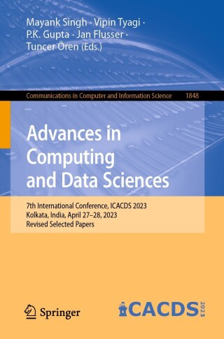Cover image: Advances in Computing and Data Sciences 9783031379390