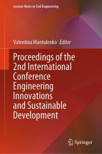 Cover image: Proceedings of the 2nd International Conference Engineering Innovations and Sustainable Development 9783031381218