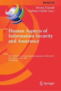 Cover image: Human Aspects of Information Security and Assurance 9783031385292