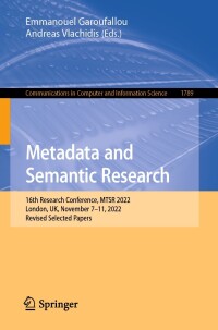 Cover image: Metadata and Semantic Research 9783031391408