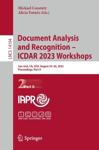 Cover image: Document Analysis and Recognition – ICDAR 2023 Workshops 9783031415005