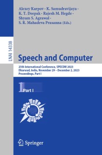 Imagen de portada: Speech and Computer 9783031483080