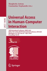 Imagen de portada: Universal Access in Human-Computer Interaction 9783031608834