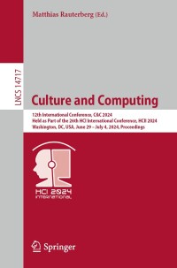 Cover image: Culture and Computing 9783031611469