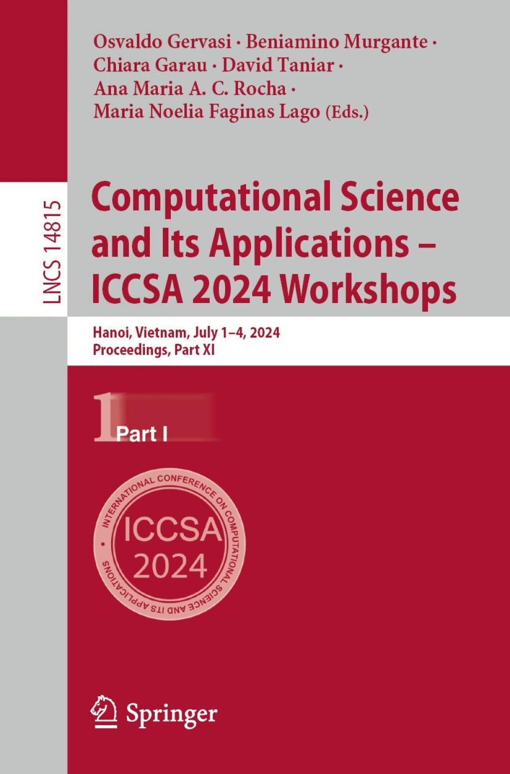 Computational Science and Its Applications – ICCSA 2024 Workshops Hanoi, Vietnam, July 1–4, 2024, Proceedings, Part I