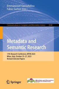 Cover image: Metadata and Semantic Research 9783031659898