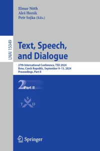 Cover image: Text, Speech, and Dialogue 9783031705656