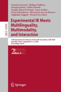 Imagen de portada: Experimental IR Meets Multilinguality, Multimodality, and Interaction 9783031719073