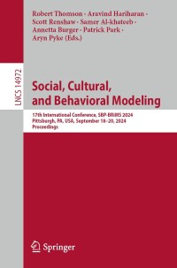 Imagen de portada: Social, Cultural, and Behavioral Modeling 9783031722400