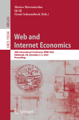 Imagen de portada: Web and Internet Economics 9783032085597