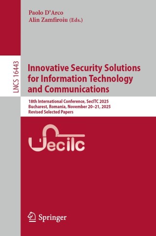 Imagen de portada: Innovative Security Solutions for Information Technology and Communications 9783032174420