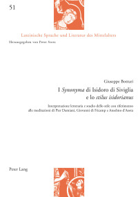 Imagen de portada: I «Synonyma» di Isidoro di Siviglia e lo «stilus isidorianus» 1st edition 9783034321266