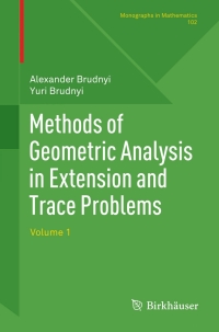 صورة الغلاف: Methods of Geometric Analysis in Extension and Trace Problems 9783034802086