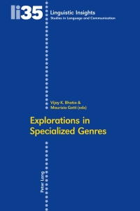 Imagen de portada: Explorations in Specialized Genres 1st edition 9783039109951
