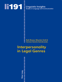 Imagen de portada: Interpersonality in Legal Genres 1st edition 9783034315241