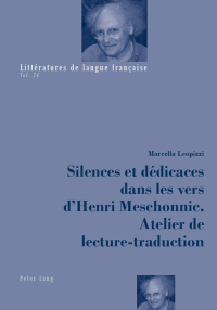 Imagen de portada: Silences et dédicaces dans les vers dHenri Meschonnic. Atelier de lecture-traduction 1st edition 9783034320498