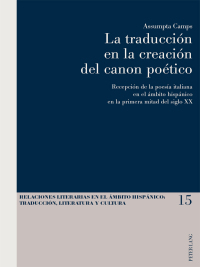 Cover image: La traducción en la creación del canon poético 1st edition 9783034320184